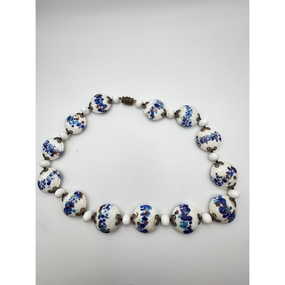 Vintage Necklace Blue Spatter READ